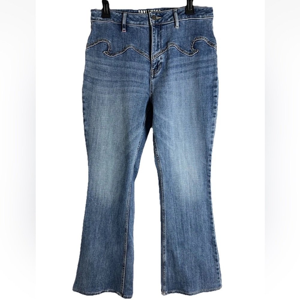 Idyllwind By Miranda Lambert Flare Jeans Women's Sz 14 Silver Studded Western